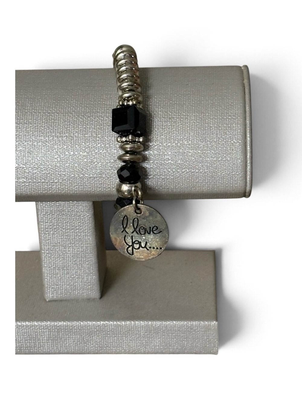 'I Love You' Charm Beaded Stretch Bracelet